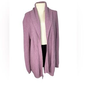 Talbots lambs wool cardigan Size Large lilac purple open front longer length